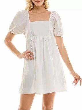 Draper James White Puff Sleeve Mini Dress